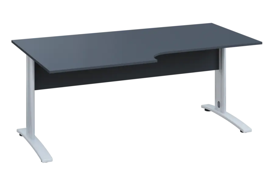 ERK 28 - 188 stůl kancelářský, rohový, levý, kovová podnož bílá, deska 25 mm, široký 1800 mm, antracit